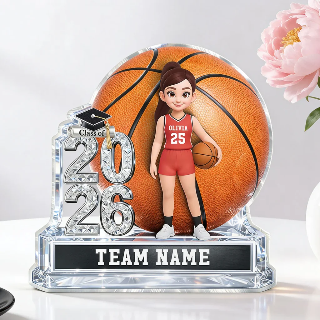Basketball Senior Keepsake 2d Flat - Personalized Acrylic Block Plaque - Graduation Gift For Son, Daughter, Graduates Class Of 2026