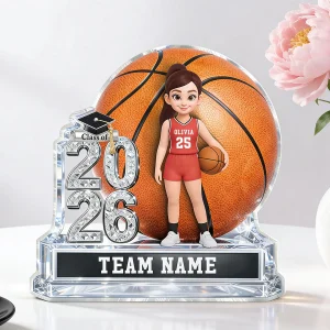 Basketball Senior Keepsake 2d Flat - Personalized Acrylic Block Plaque - Graduation Gift For Son, Daughter, Graduates Class Of 2026