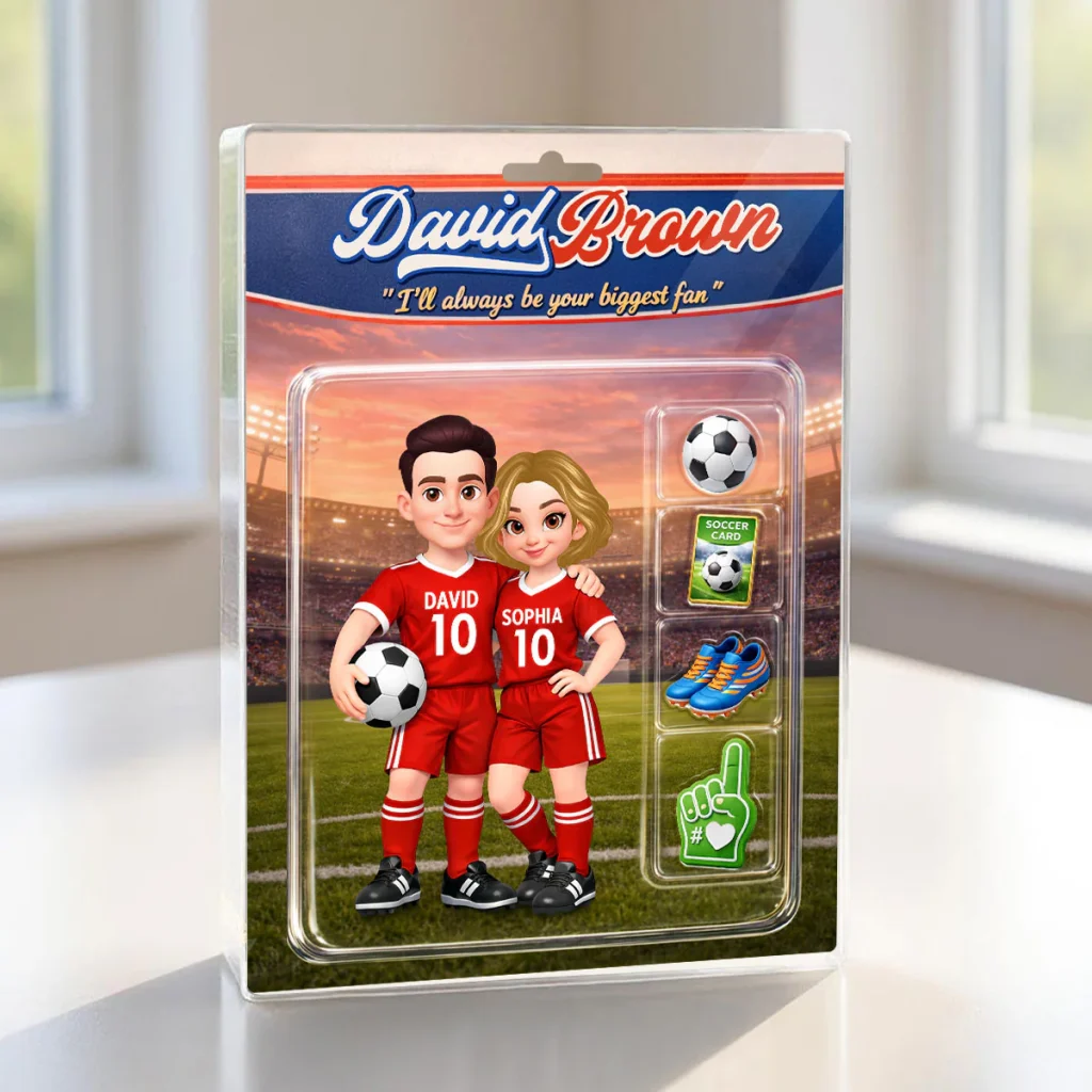 Soccer Couple I'll Always Be Your Biggest Fan Custom Action Figure - Personalized Acrylic Block Plaque - Sentimental Gift For Him, For Her