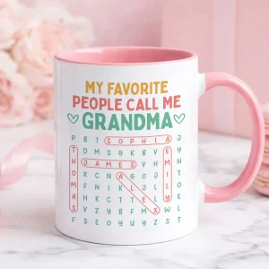 My Favorite People Call Me Grandma Word Search Puzzle - Personalized Mug - Heartfelt Mother's Day Gift For Grandma, Wife