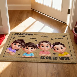 Grandkids Spoiled Here - Personalized Doormat - Mother's Day Gift For Grandma, Gift For Grandparents