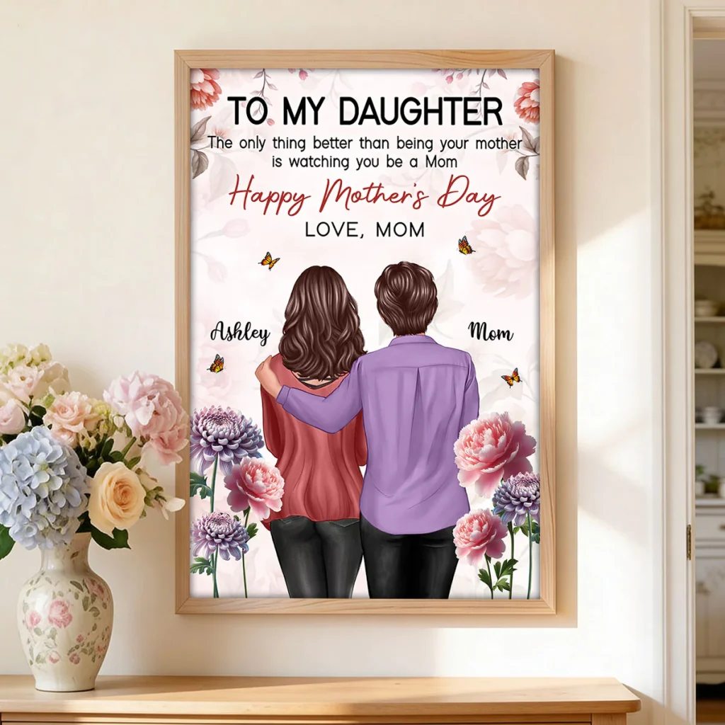To My Daughter From Mom Birth Month Flower Floral Pink Tone - Personalized Poster - Mother's Day Gift
