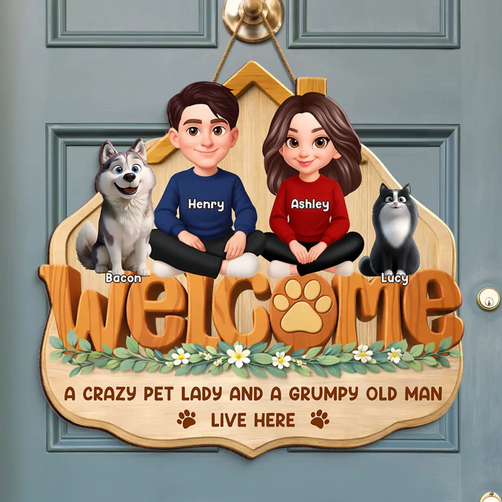 Home Sweet Fur - Personalized Door Hanger Sign - Gift For Dog, Cat Lovers